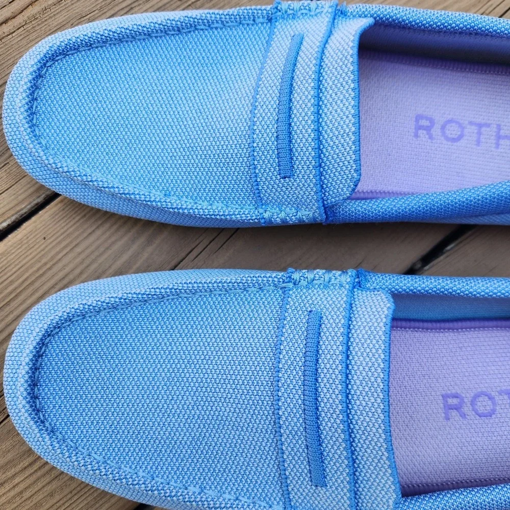 Rothy's Daily Driver Blue Canvas Washable Loafers Size 11 Excellent